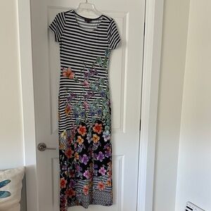 Black and White Striped Floral Dress